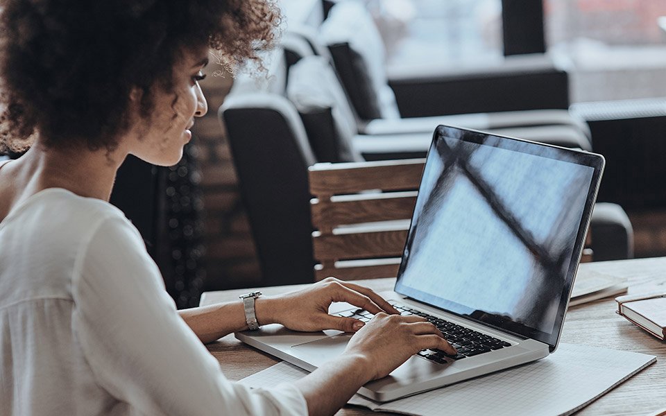 woman working on laptop