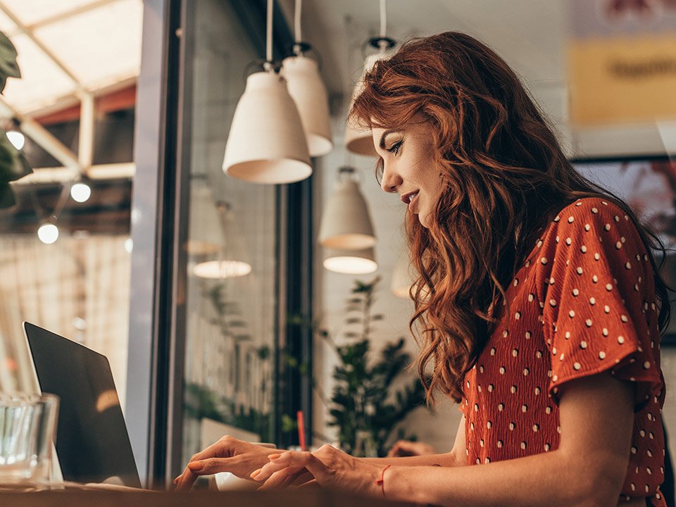 Woman working on laptop