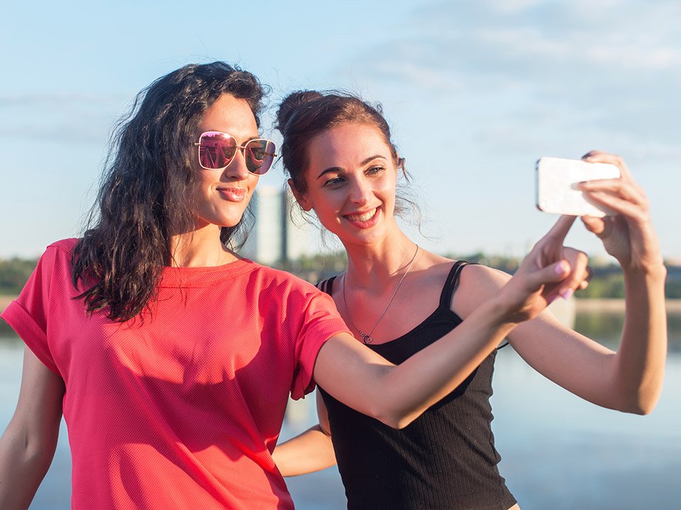 Girls taking selfie